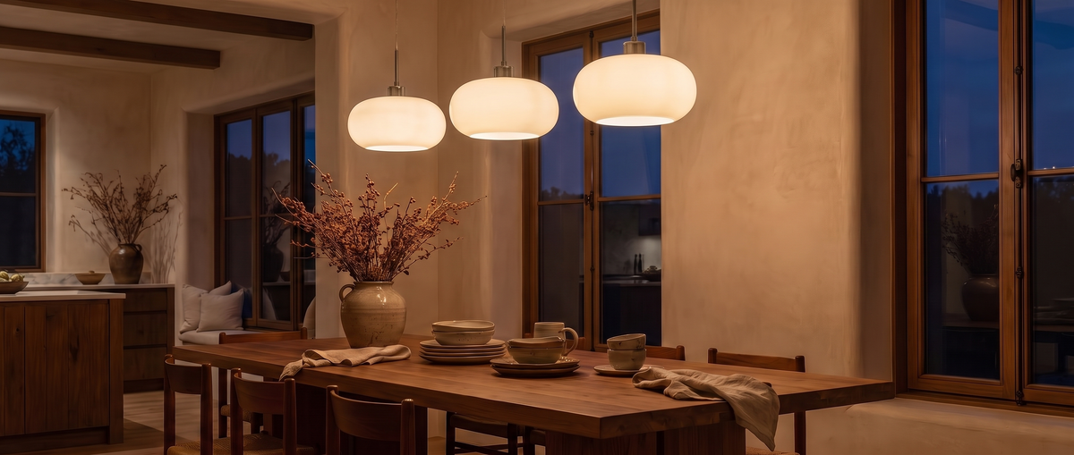 Bauhaus Retro Glass Pendant Light in a styled room