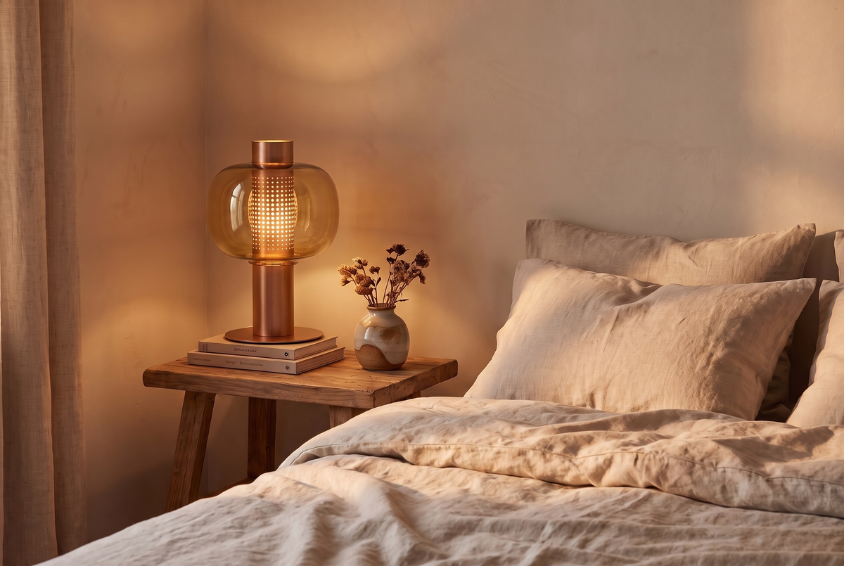 Mid-Century Bedside Table Lamp in a styled room