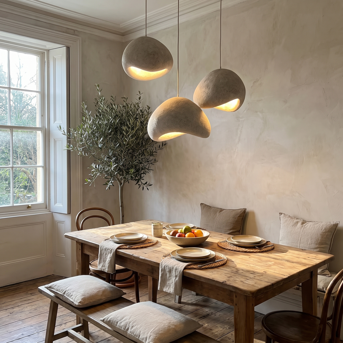 Wabi-Sabi Japanese Pendant Light styled in a home setting