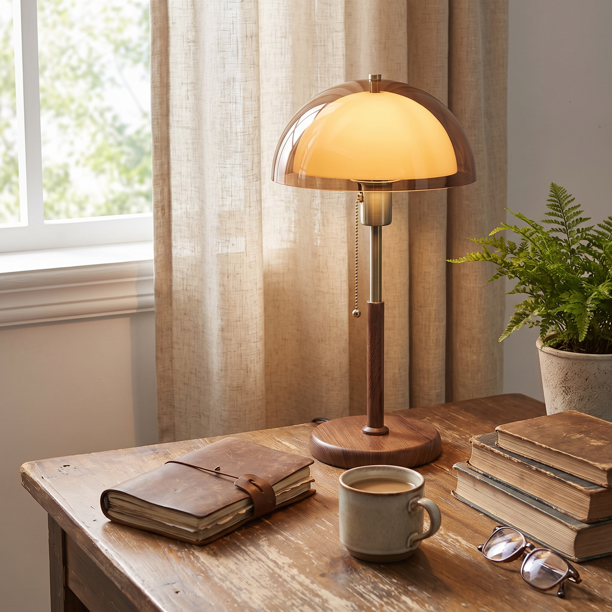 Retro Dimmable Bedside Lamp styled in a home setting
