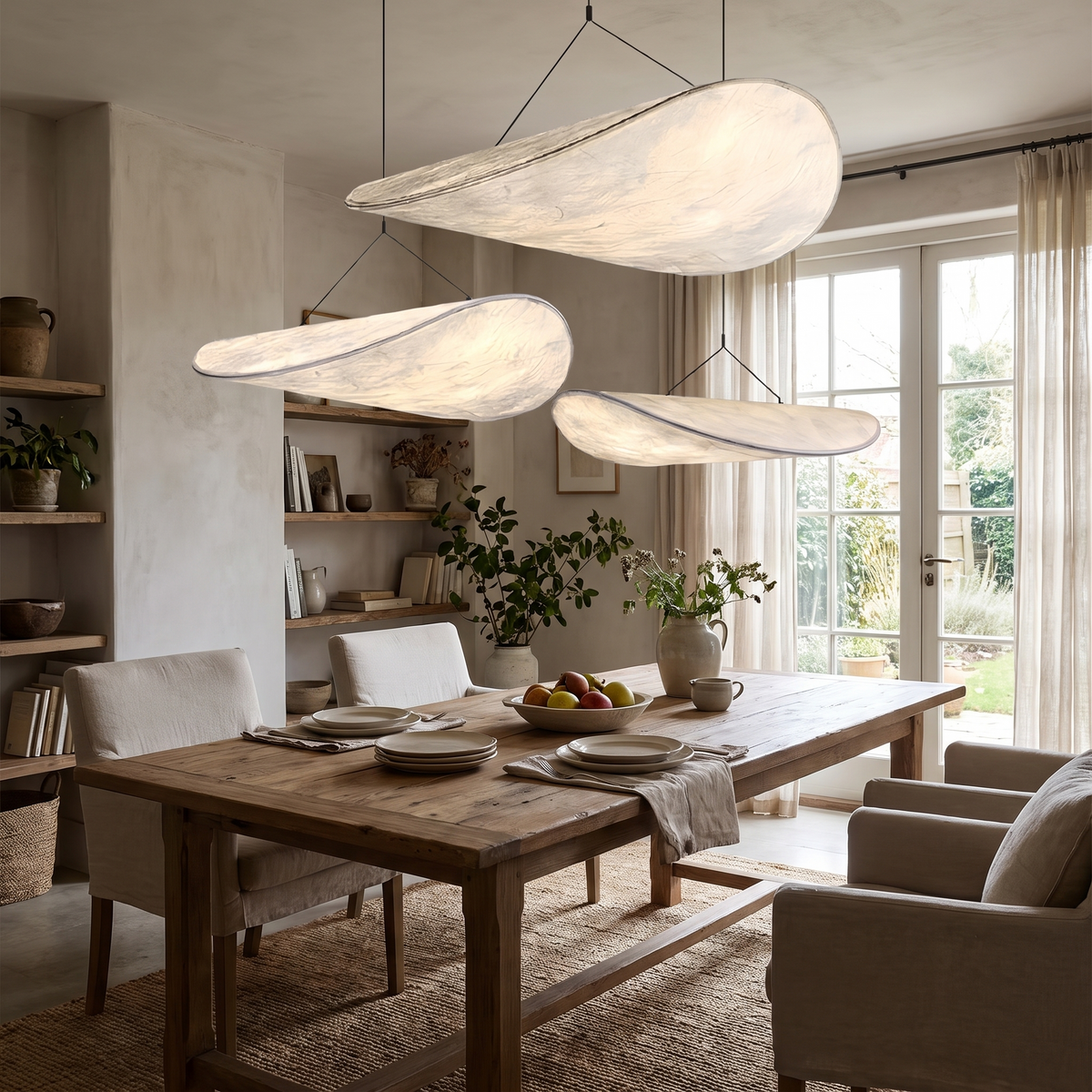 Nordic Silk Pendant Chandelier styled in a home setting
