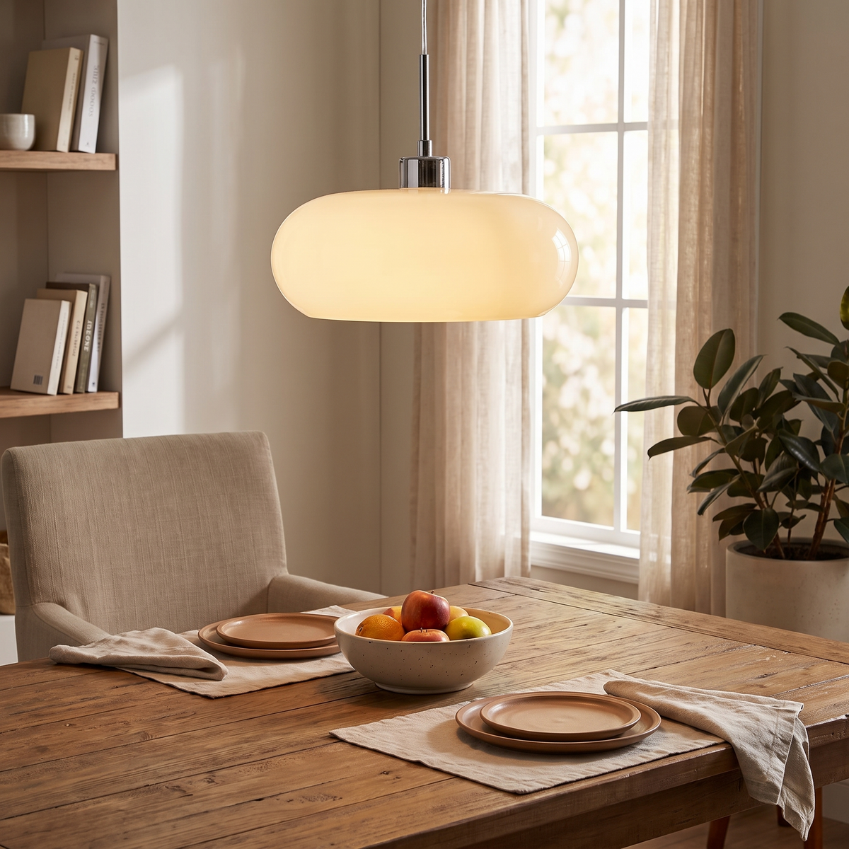 Bauhaus Retro Glass Pendant Light styled in a home setting