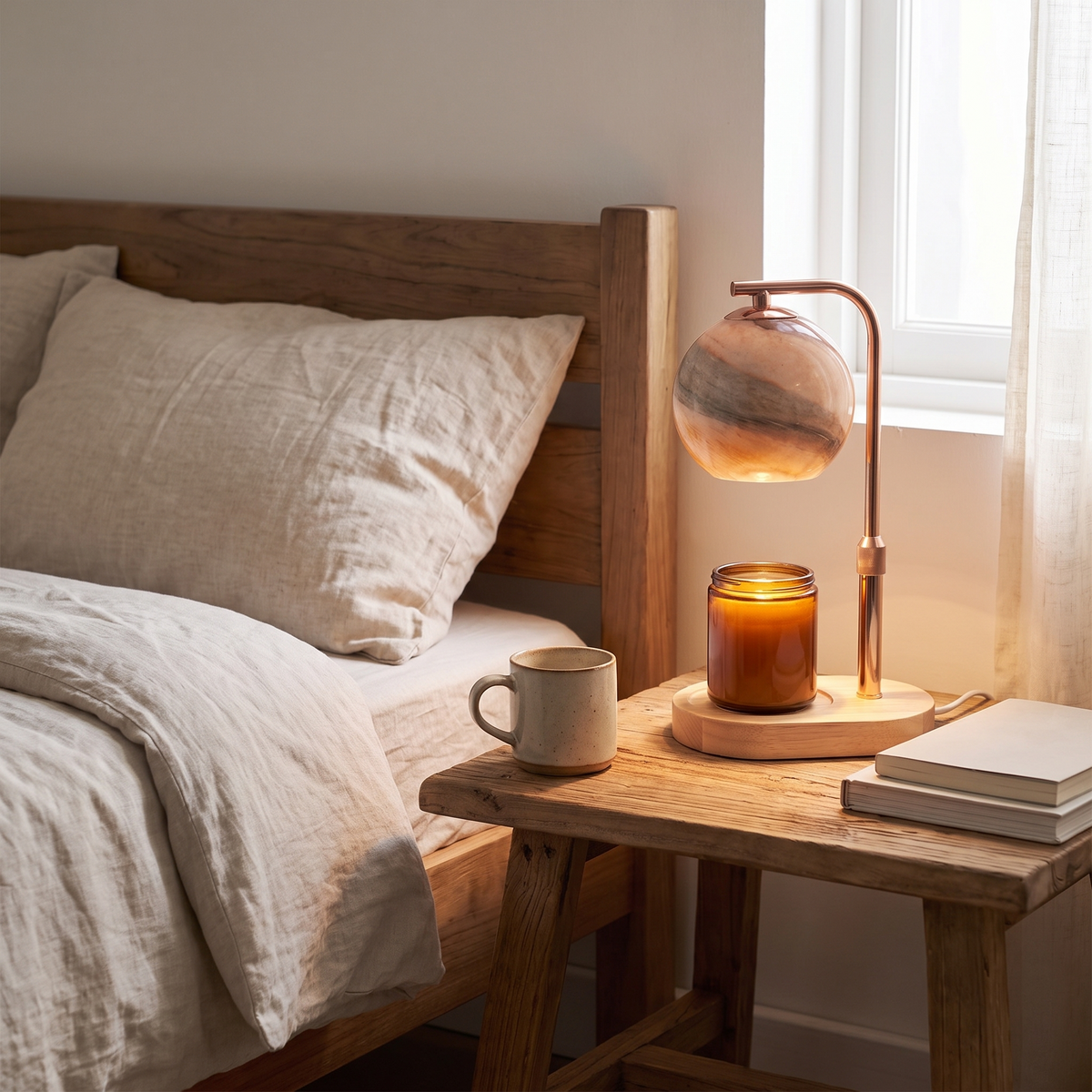 Glass Sphere Candle Warmer Lamp styled in a home setting