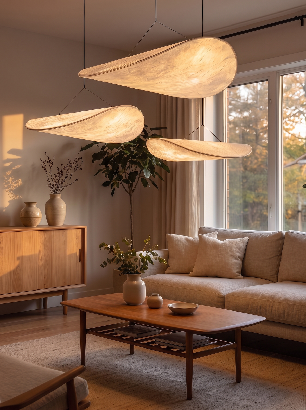 Nordic Silk Pendant Chandelier in an open living space