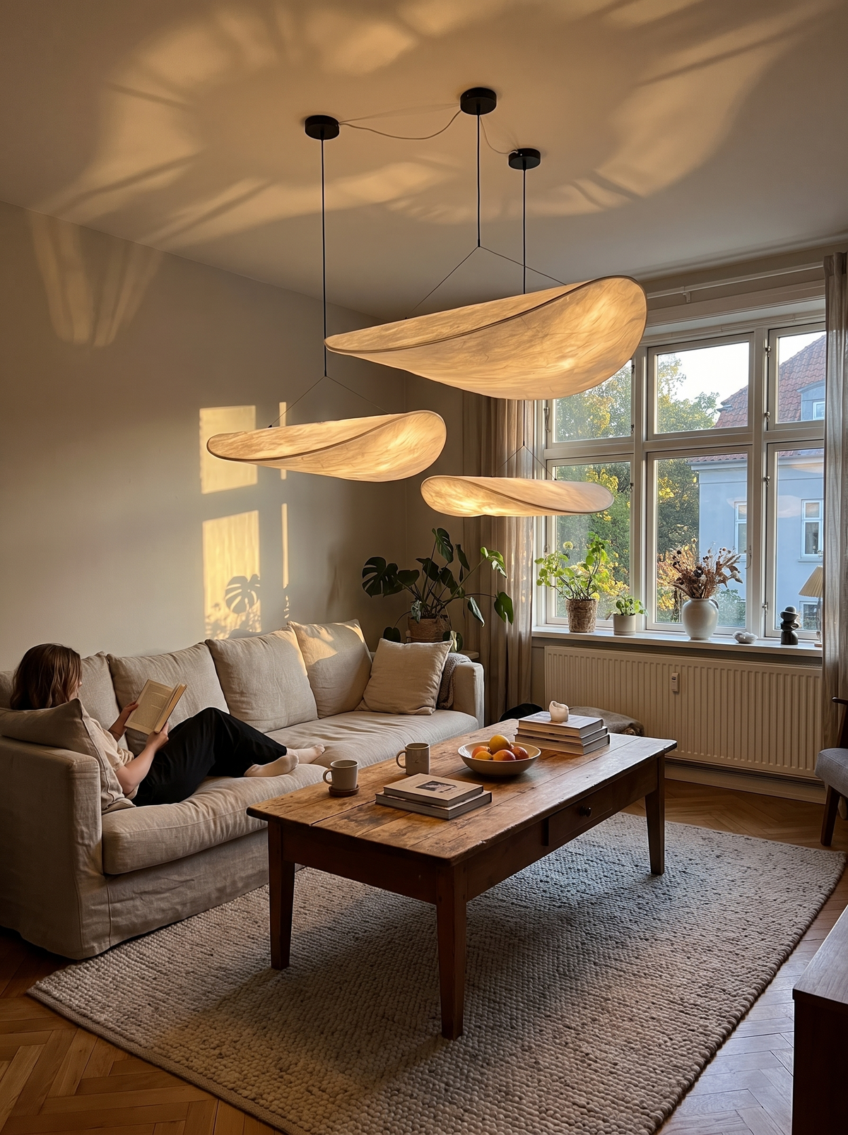 Nordic Silk Pendant Chandelier in a styled room