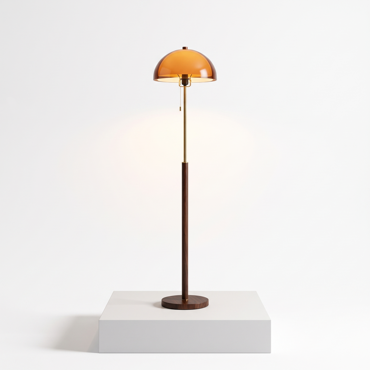 Amber Dome Floor Lamp on a white display plinth, full view