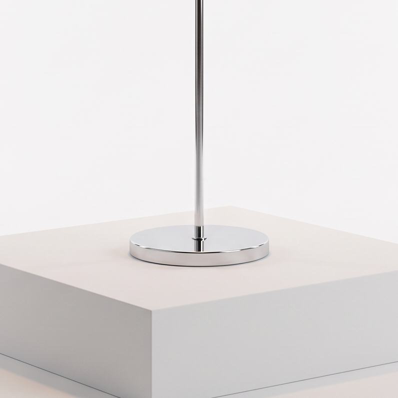 Mid-Century Yellow Dome Floor Lamp on a white display plinth, detail view