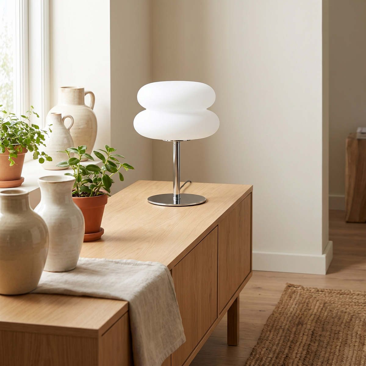 Bauhaus Macaron Table Lamp styled in a home setting