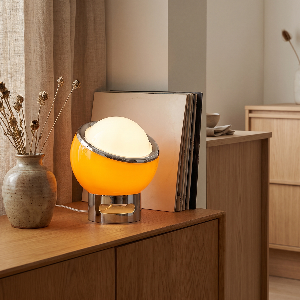 Space Age Egg Table Lamp in a styled room