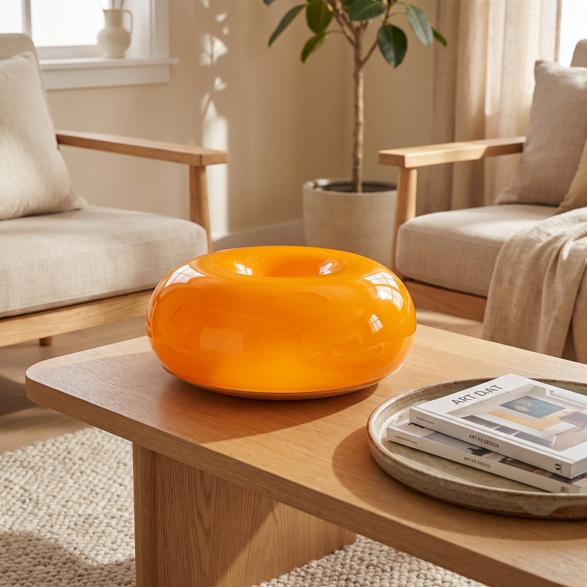 Bauhaus Donut Table Lamp styled in a home setting