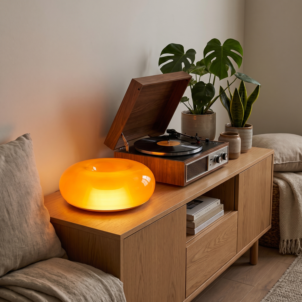 Bauhaus Donut Table Lamp in a styled room