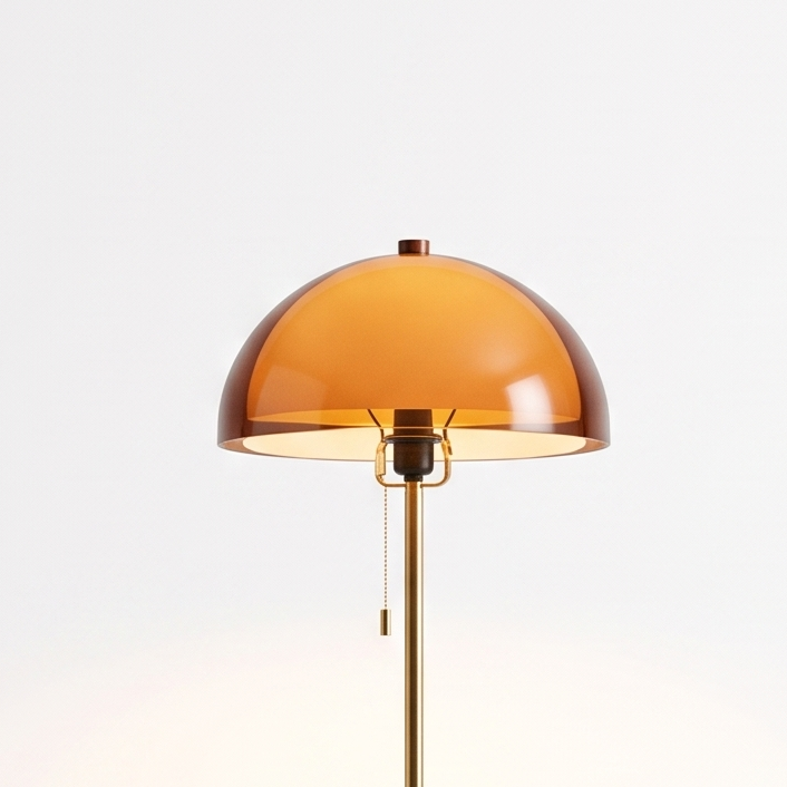 Amber Dome Floor Lamp on a white display plinth, close up detail