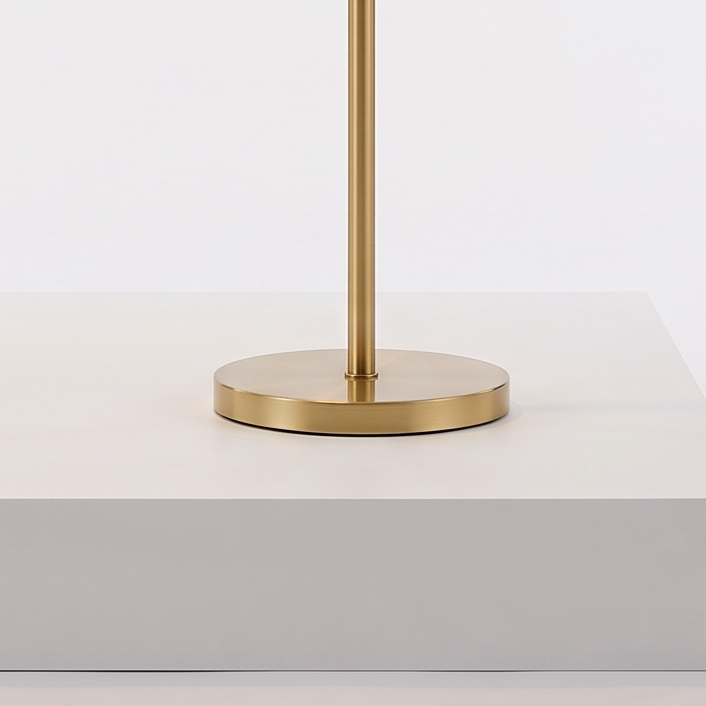 Minimalist Remote Control Floor Lamp on a white display plinth, detail view