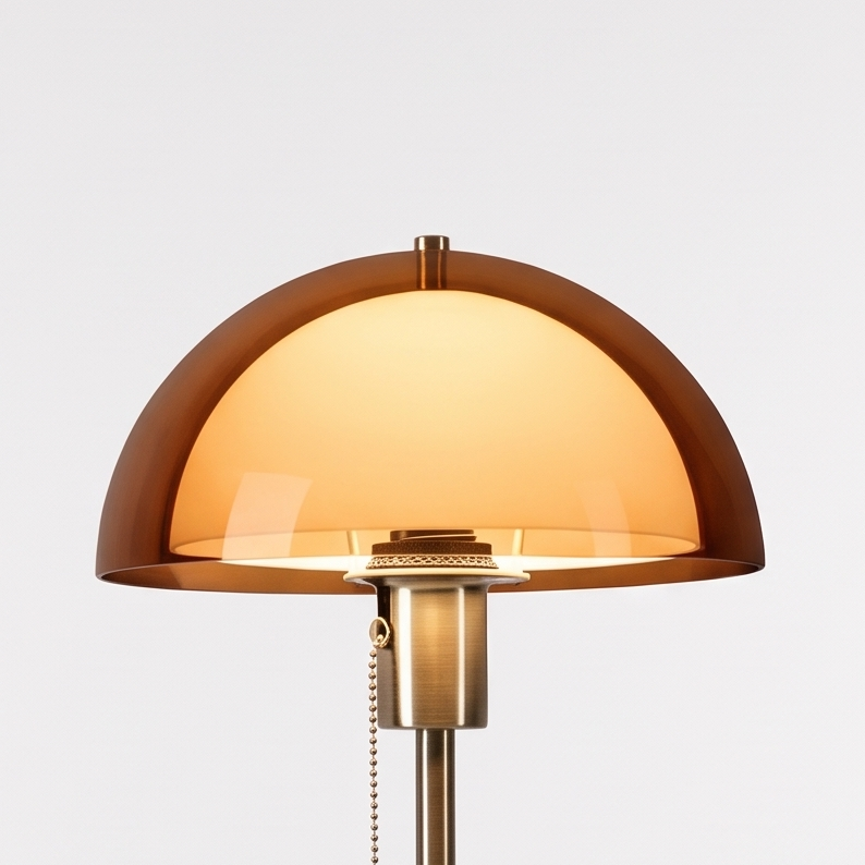 Retro Dimmable Bedside Lamp on a white display plinth, close up detail