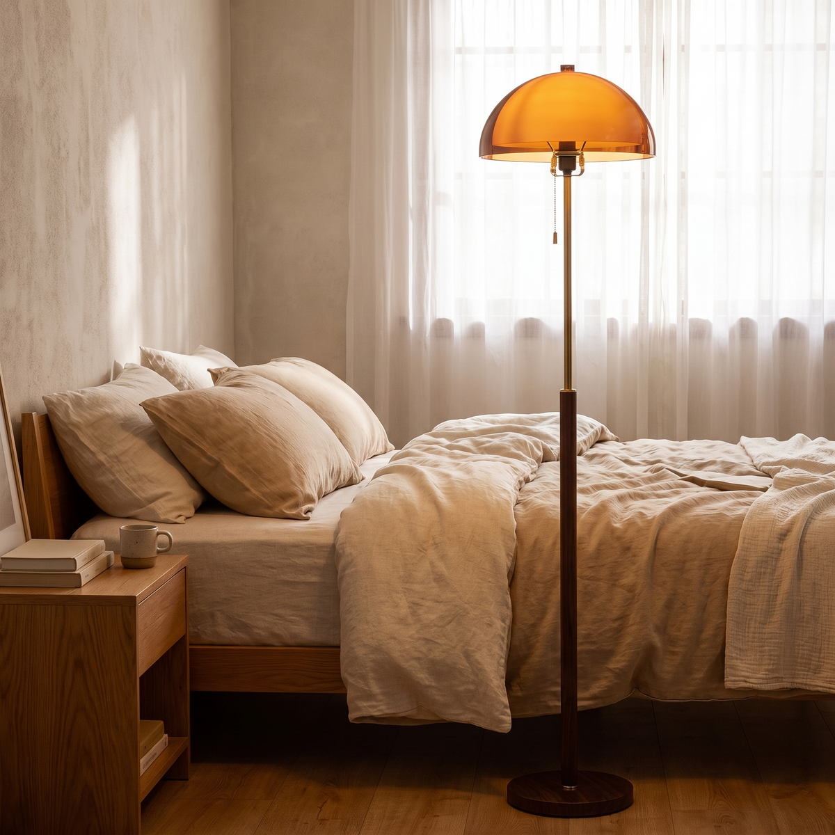 Amber Dome Floor Lamp in a styled room