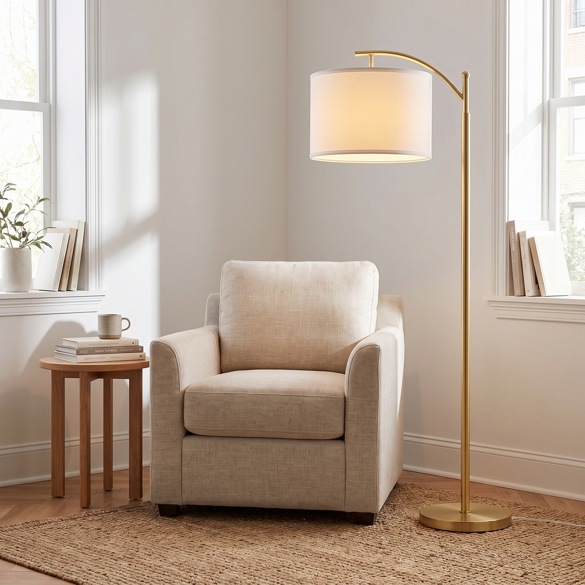 Minimalist Remote Control Floor Lamp in a styled room