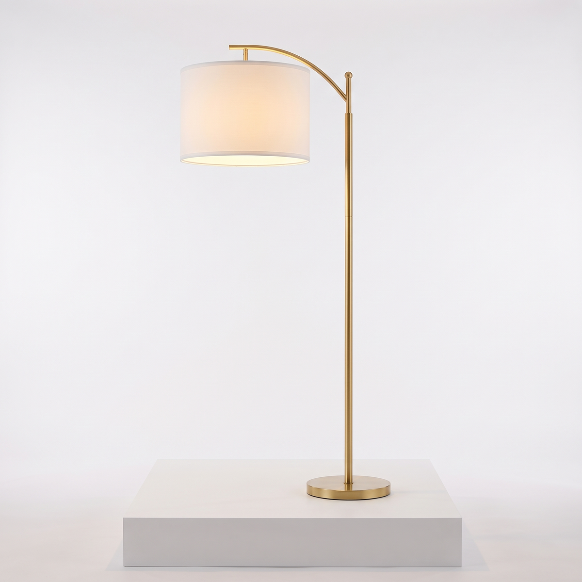 Minimalist Remote Control Floor Lamp on a white display plinth, full view