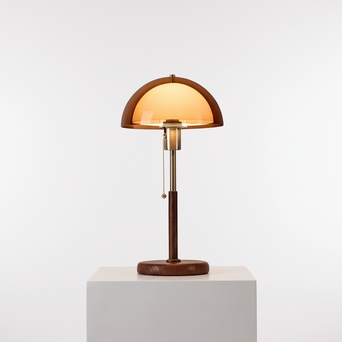 Retro Dimmable Bedside Lamp on a white display plinth, full view